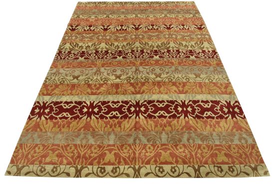 William Morris Rug 9' x 12' Multicolor Wool Hand-Knotted Oriental Carpet