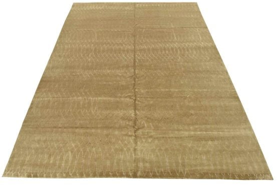 Contemporary Rug 11'6'' x 14'4'' Brown Wool/Viscose Hand-Knotted Carpet