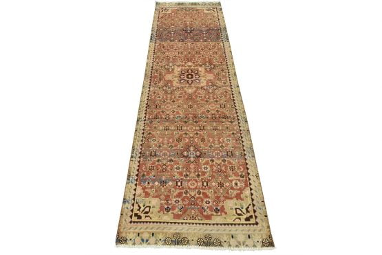 Hamedan Runner 3' x 9'10'' Red Wool Semi-Antique Tribal Hand-Knotted Rug