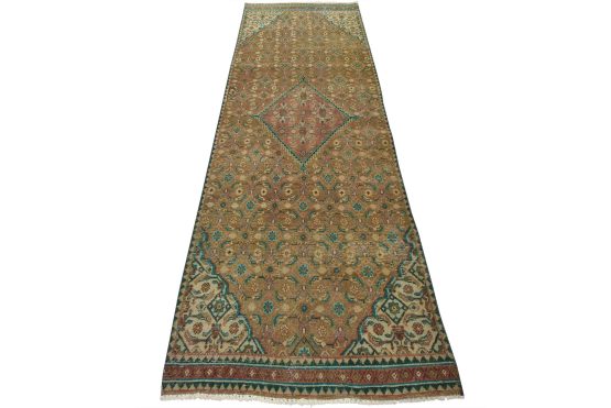 Hamedan Runner 3'7'' x 9'7'' Brown Wool Semi-Antique Tribal Hand-Knotted Rug