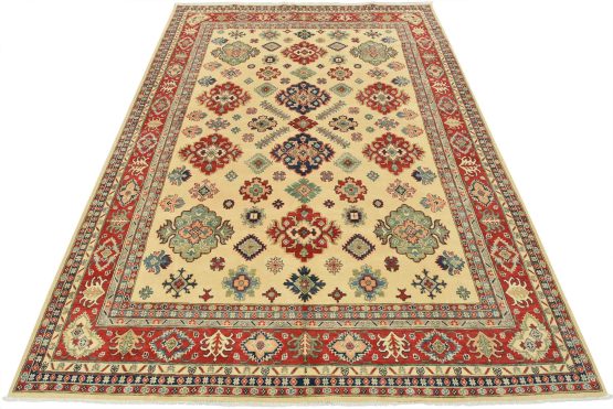 Kazak Rug 8'11'' x 12' Beige Wool Tribal Hand-Knotted Oriental Carpet