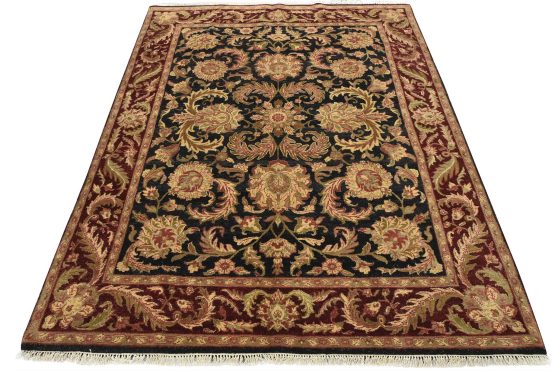 Agra Rug 8'1'' x 10' Black Wool Traditional Hand-Knotted Oriental Carpet