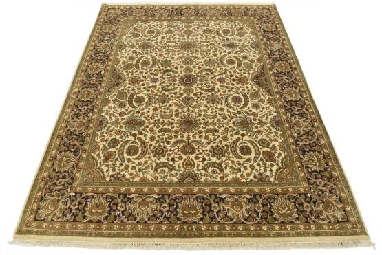 Agra Rug 8'3'' x 10'4'' Ivory Wool Traditional Hand-Knotted Oriental Carpet