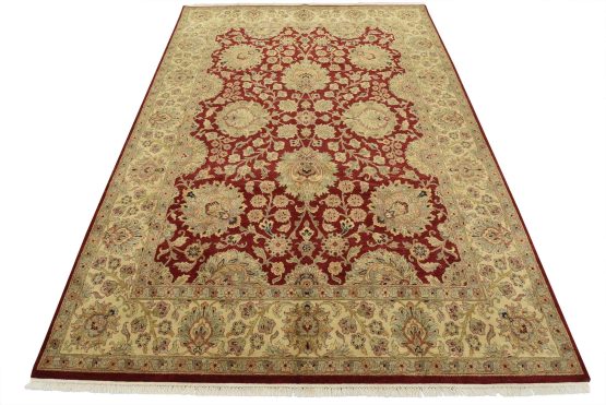 Agra Rug 9' x 12'4'' Red Wool Traditional Hand-Knotted Oriental Carpet
