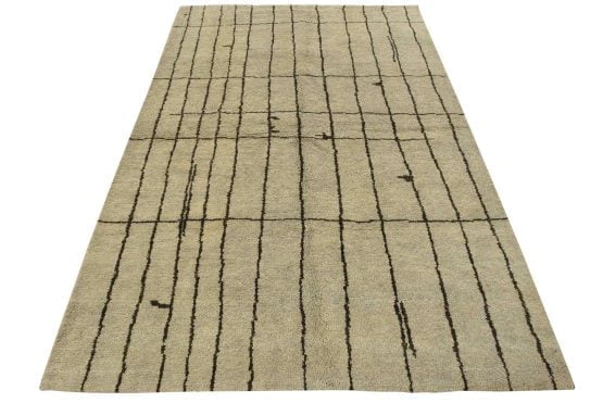 Moroccan Rug 6'1'' x 9' Gray Brown Wool Contemporary Hand-Knotted Carpet