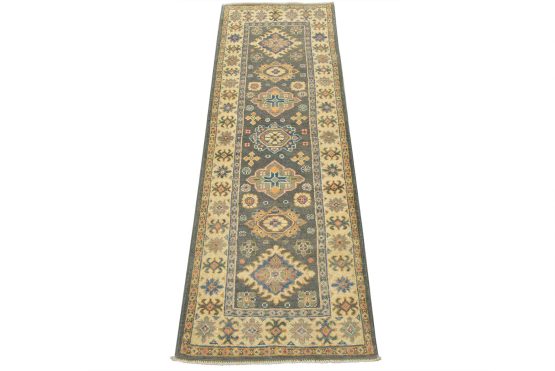 Kazak Runner 2'1'' x 5'10'' Gray Wool Tribal Hand-Knotted Oriental Rug