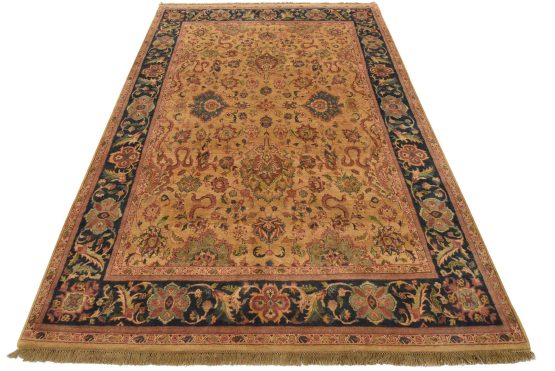 Agra Rug 8'11'' x 12'6'' Gold Wool Traditional Hand-Knotted Oriental Carpet