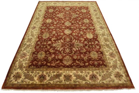 Agra Rug 9'4'' x 12'5'' Red Wool Traditional Hand-Knotted Oriental Carpet