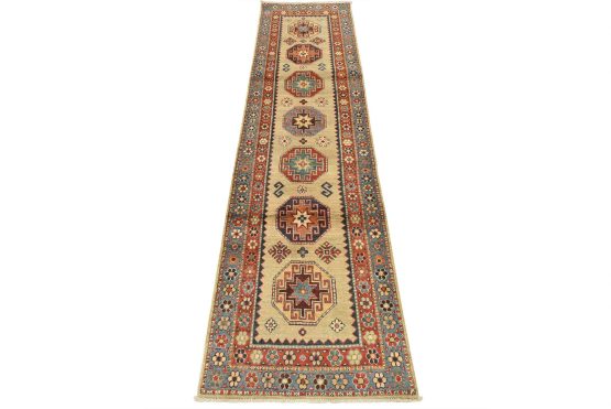 Kazak Runner 2'8'' x 9'8'' Brown Wool Tribal Hand-Knotted Oriental Rug