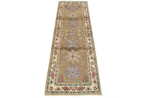 Kazak Runner 2'8'' x 7'10'' Brown Wool Tribal Hand-Knotted Oriental Rug