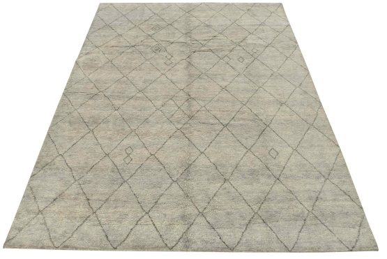 Moroccan Rug 8'2'' x 10'1'' Gray Wool Contemporary Hand-Knotted Carpet