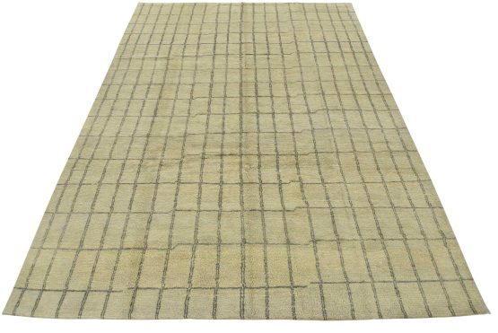 Moroccan Rug 9'2'' x 11'10'' Gray Wool Contemporary Hand-Knotted Carpet