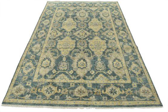 Oushak Rug 9'2'' x 11'10'' Blue Wool Traditional Hand-Knotted Oriental Carpet