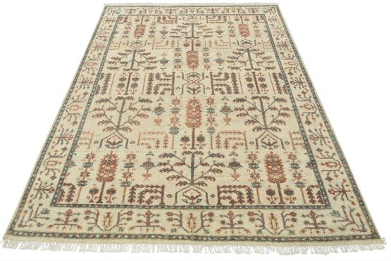 Oushak Rug 9'1'' x 11'1'' Ivory Wool Traditional Hand-Knotted Oriental Carpet