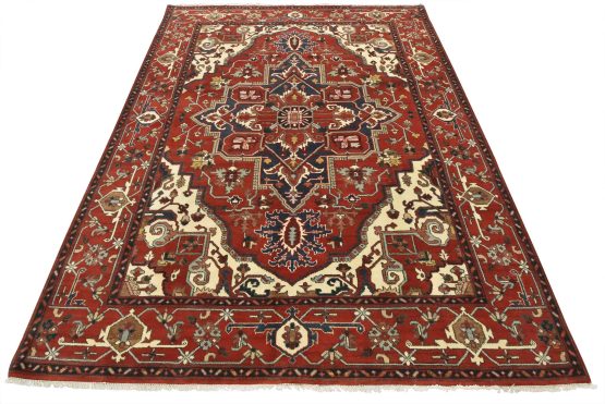Heriz Rug 9'1'' x 12' Red Wool Tribal Hand-Knotted Oriental Carpet