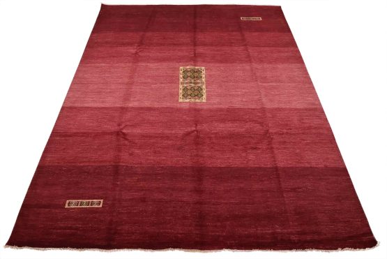 Gabbeh Rug 8'4'' x 10'2'' Pink Wool Contemporary Hand-Knotted Oriental Carpet