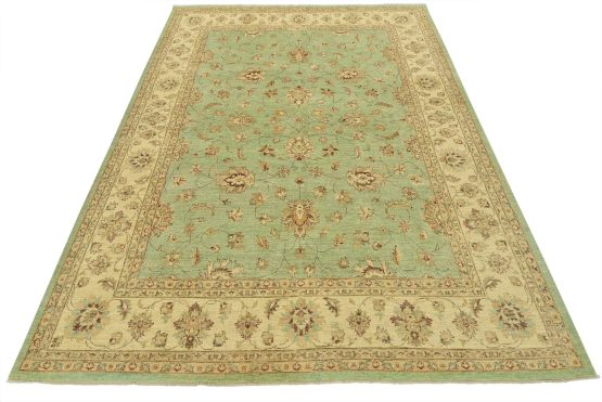 Ziegler Rug 9' x 11'9'' Green Wool Traditional Hand-Knotted Oriental Carpet