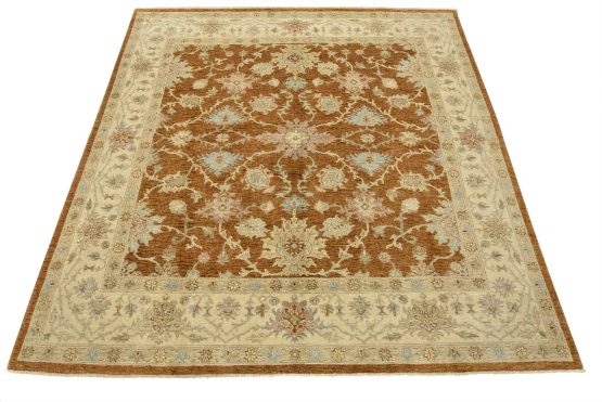 Ziegler Rug 8' x 8'5'' Brown Wool Traditional Hand-Knotted Oriental Carpet