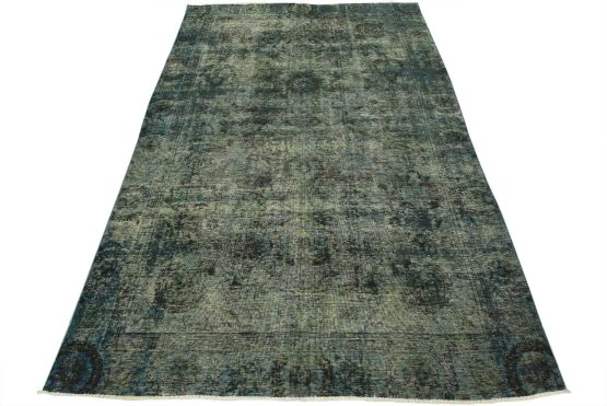 Tabriz Rug 5'10'' x 8'10'' Blue Wool Vintage Overdyed Hand-Knotted Carpet