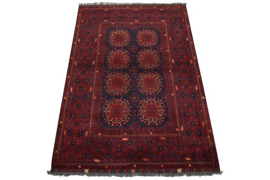 Turkmen Rug 3'5'' x 5' Blue Wool Tribal Hand-Knotted Oriental Carpet