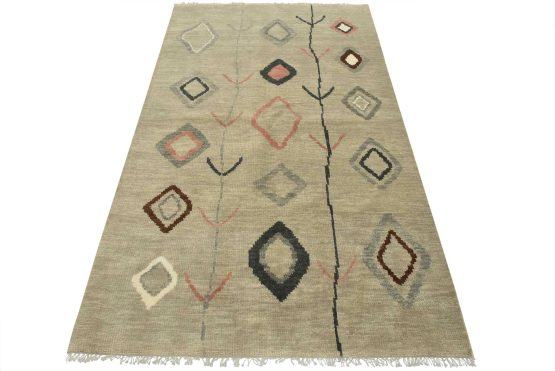 Moroccan Rug 5'2'' x 8'3'' Gray Wool Contemporary Hand-Knotted Carpet