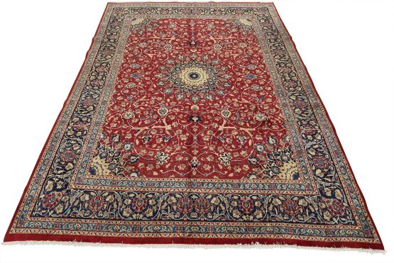 Kashmar Rug 10' x 12'11'' Red Wool Traditional Hand-Knotted Oriental Carpet