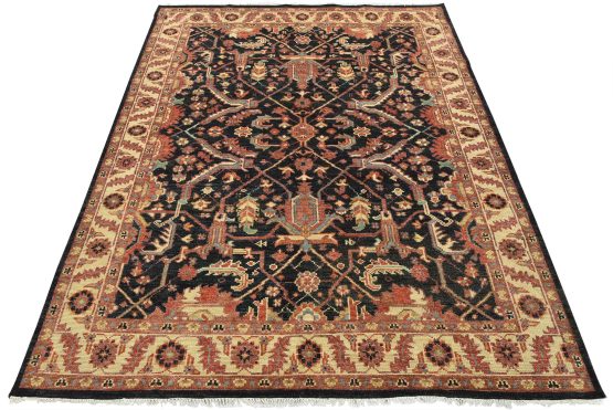 Heriz Rug 8'2'' x 10'1'' Blue Wool Traditional Hand-Knotted Oriental Carpet