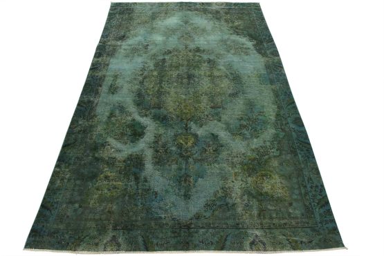 Tabriz Rug 7'3'' x 10'6'' Blue Wool Vintage Overdyed Hand-Knotted Carpet
