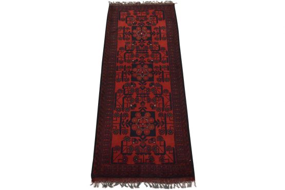 Turkmen Runner 1'11'' x 4'11'' Red Wool Tribal Hand-Knotted Oriental Rug