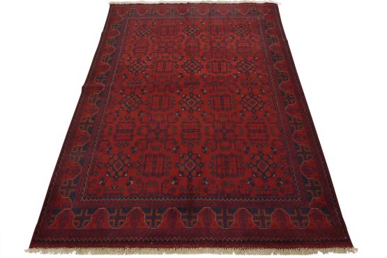 Turkmen Rug 5'10'' x 7'8'' Red Wool Tribal Hand-Knotted Oriental Carpet
