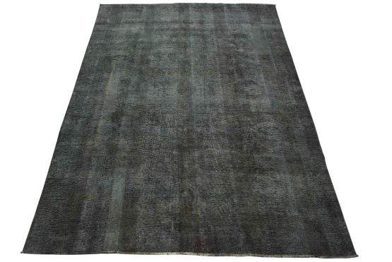 Tabriz Rug 7'2'' x 9'5'' Gray Wool Vintage Overdyed Hand-Knotted Carpet