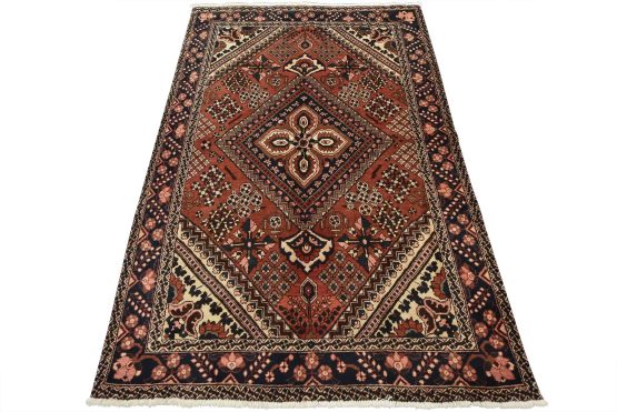 Bakhtiari Rug 4'5'' x 6'9'' Red Wool Vintage Traditional Hand-Knotted Carpet