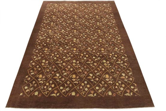 Aubusson Rug 9'11'' x 13'5'' Brown Wool Traditional Hand-Knotted Oriental Carpet