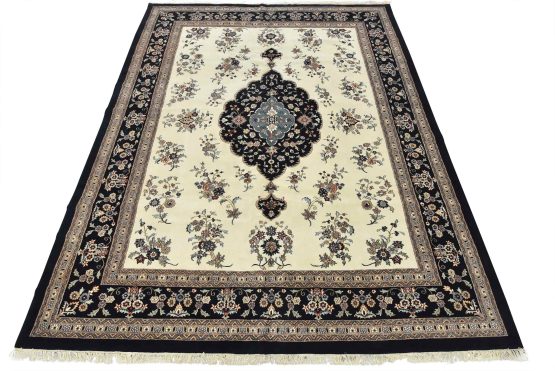 Agra Rug 12'2'' x 15'4'' Ivory Wool Vintage Traditional Hand-Knotted Carpet