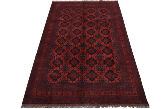 Turkmen Rug 6'8'' x 9'9'' Red Wool Tribal Hand-Knotted Oriental Carpet