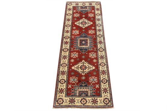 Kazak Runner 2' x 5'9'' Red Wool Tribal Hand-Knotted Oriental Rug