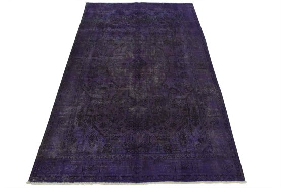 Tabriz Rug 6'7'' x 9'9'' Purple Wool Vintage Overdyed Hand-Knotted Carpet