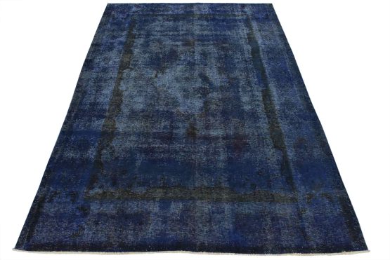 Tabriz Rug 8'2'' x 10'10'' Blue Wool Vintage Overdyed Hand-Knotted Carpet