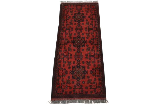 Turkmen Runner 1'11'' x 4'8'' Red Wool Tribal Hand-Knotted Oriental Rug