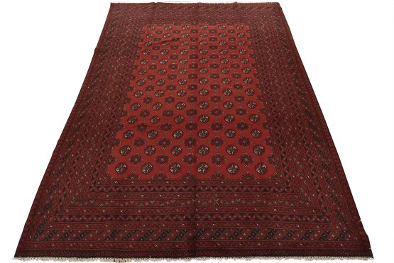 Turkmen Rug 8'2'' x 10'10'' Red Wool Vintage Tribal Hand-Knotted Oriental Carpet