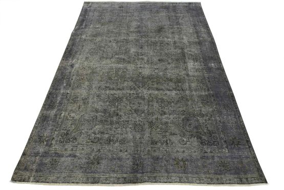 Tabriz Rug 8'1'' x 11' Purple Wool Vintage Overdyed Hand-Knotted Carpet