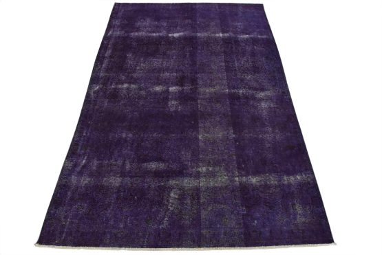 Tabriz Rug 6'7'' x 9'8'' Purple Wool Vintage Overdyed Hand-Knotted Carpet