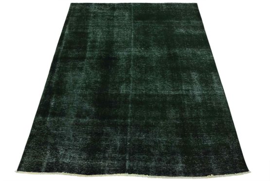 Tabriz Rug 6'9'' x 8'2'' Green Wool Vintage Overdyed Hand-Knotted Carpet