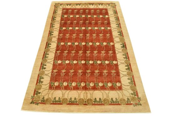 Ziegler Rug 6'2'' x 9'3'' Red Wool Traditional Hand-Knotted Oriental Carpet