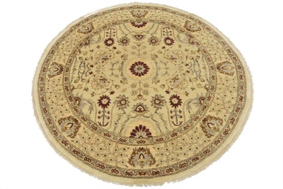 Ziegler Rug 5'10'' x 6' Beige Wool Traditional Hand-Knotted Oriental Carpet