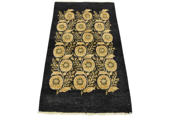 Ziegler Rug 3' x 5'1'' Black Wool Traditional Hand-Knotted Oriental Carpet