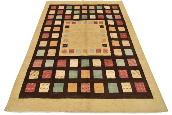 Gabbeh Rug 8'1'' x 10'7'' Brown Wool Contemporary Hand-Knotted Oriental Carpet