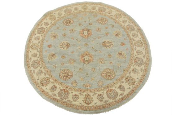 Ziegler Rug 6'9'' x 7' Blue Wool Traditional Hand-Knotted Oriental Carpet