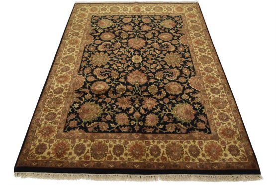 Agra Rug 8'1'' x 10' Black Wool Traditional Hand-Knotted Oriental Carpet