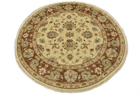 Ziegler Rug 6'3'' x 6'2'' Beige Wool Traditional Hand-Knotted Oriental Carpet